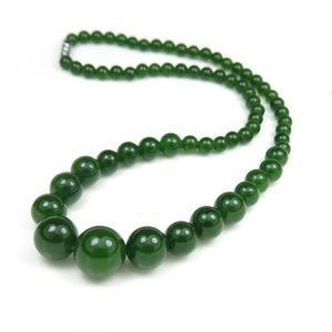 Genuine Natural Green Jade Bead Necklace